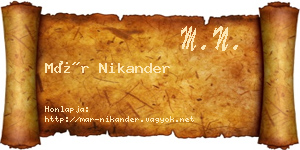 Már Nikander névjegykártya